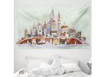 Abakuhaus Arazzo Natalizio, Natale City Vacanze In Morbido Tessuto In Microfibra Lavabile Senza Scolorimento Stampa Digitale, 230 X 140 Cm, Verde Chiaro Lavanda