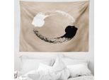 Abakuhaus Yin E Yang Arazzo, Ritratti Umani In Morbido Tessuto Microfibra Lavabile Senza Scolorimento Stampa Digitale, 150 X 110 Cm, Bianco E Nero E Marrone Chiaro