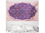 Abakuhaus Arazzo Viola Mandala, Motivo Floreale Cosmos In Morbido Tessuto Microfibra Lavabile Senza Scolorimento Stampa Digitale, 230 X 140 Cm, Magenta Crema Rosa