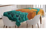 Abakuhaus Tovaglia Orientale, Dettagli Ornamentali Con Delfini, Resistente Allo Sporco, Facile Da Pulire, Lavabile, Stampa Con Colori Vivaci Che Non Sbiadiscono, 140 X 240 Cm, Verde Acqua Scuro Multicolore