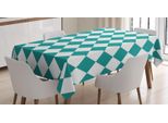 Abakuhaus Tovaglia Verde Acqua Scuro, Motivo A Scacchi Diagonali, Stampa Personalizzata Colori Vivaci Senza Scolorimento Lavabile Per Uso Esterno, 140 X 240 Cm, Verde Acqua Scuro Bianco