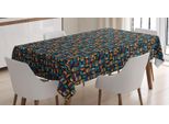 Abakuhaus Tovaglia Geometrica, Rotonda Dimezzata Retrò, Stampa Personalizzata Con Colori Vivaci, Lavabile, Impermeabile, Non Sbiadisce, 140 X 240 Cm, Multicolore