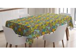 Abakuhaus Tovaglia Floreale, Look Retrò Con Fiori Primaverili, Stampa Con Colori Vivaci Che Non Sbiadiscono, Lavabile Per Uso Interno O Esterno, 140 X 240 Cm, Color Tortora E Arancione Pallido