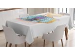 Abakuhaus Tovaglia Con Caricature, Lady Fox Bouquet Di Lavanda, Facile Da Pulire, Lavabile, Resistente Allo Sporco E Con Colori Vivaci, Stampa Di Alta Qualità, 140 X 240 Cm, Beige, Blu, Viola