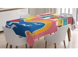 Abakuhaus Tovaglia Con Motivo Urbano, Cartoon Summertown Art, Facile Da Pulire Lavabile Resistente Allo Sporco E Con Colori Vivaci Stampa Di Alta Qualità, 140 X 240 Cm, Multicolore