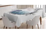 Abakuhaus Tovaglia Naturale, Foggy Wald Crow Acquerello, Resistente Allo Sporco Facile Da Pulire Lavabile Stampa Con Colori Chiari Senza Scolorimento, 140 X 200 Cm, Blu Grigio Salmone