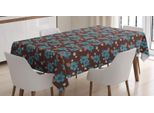 Abakuhaus Tovaglia Floreale, Fiori Bianchi - Ibisco Artificiale, Impermeabile, Lavabile, Colori Vivaci Che Non Sbiadiscono, Personalizzata, 140 X 240 Cm, Blu Mare E Marrone