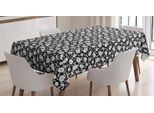 Tovaglia Floreale Abakuhaus, Circular Monochrome, Stampa Con Colori Vivaci Che Non Sbiadiscono, Lavabile Per Uso Interno O Esterno, 140 X 240 Cm, Grigio Antracite E Bianco