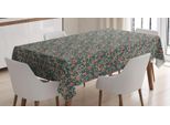 Abakuhaus Tovaglia Floreale, Stile Retrò Doodle, Stampa Personalizzata Con Colori Vivaci Lavabile Impermeabile Non Sbiadisce, 140 X 200 Cm, Verde Acqua, Corallo