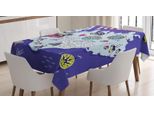 Abakuhaus Tovaglia Island, Mappa Islandese Doodle, Stampa Personalizzata Con Colori Vivaci Lavabile Impermeabile Non Sbiadisce, 140 X 200 Cm, Multicolore