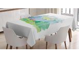 Abakuhaus Tovaglia Acquerello, Alberi Delle Highlands, Case, Stampa Personalizzata Colori Chiari Senza Scolorimento Lavabile Per Uso Esterno, 140 X 240 Cm, Multicolore Bianco
