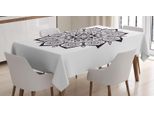 Tovaglia Abakuhaus Mandala, Motivo Floreale Astratto, Adatta Per Interni Ed Esterni, Lavabile, Colori Vivaci, Non Sbiadisce, 140 X 240 Cm, Grigio Antracite E Bianco