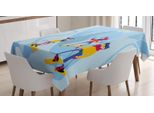 Abakuhaus Tovaglia Per La Famiglia, Cartoon Berg Snowboard, Facile Da Pulire Lavabile Resistente Allo Sporco E Con Colori Vivaci Stampa Di Alta Qualità, 140 X 200 Cm, Sky Blue Earth Giallo