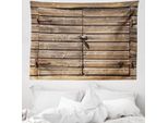 Abakuhaus Arazzo Rustico, Fattoria Vintage Abbandonata In Morbido Tessuto Microfibra Lavabile Senza Scolorimento Stampa Digitale, 150 X 110 Cm, Marrone