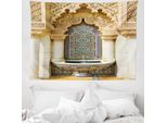 Abakuhaus Arazzo Marocchino, Arte Orientale Vintage In Morbido Tessuto Microfibra Lavabile Senza Scolorimento Stampa Digitale, 150 X 110 Cm, Avorio Marrone Chiaro Blu
