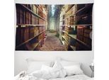 Abakuhaus Libreria Arazzo, Sintesi Biblioteca In Woods In Morbido Tessuto Microfibra Lavabile Senza Scolorimento Stampa Digitale, 230 X 140 Cm, Multicolore
