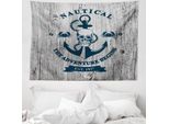 Abakuhaus Arazzo Nautico, Ancora, Teschi, Mare, Corda, In Morbido Tessuto Microfibra, Lavabile Senza Scolorimento, Stampa Digitale, 150 X 110 Cm, Beige E Blu Navy