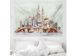 Abakuhaus Arazzo Natalizio, Natale City Vacanze In Morbido Tessuto Microfibra Lavabile Senza Scolorimento Stampa Digitale, 150 X 110 Cm, Verde Chiaro Lavanda