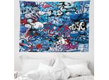 Abakuhaus Arazzo Colorato, Graffiti Street Art In Morbido Tessuto Microfibra Lavabile Senza Scolorimento, Stampa Digitale, 150 X 110 Cm, Multicolore
