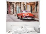 Abakuhaus Arazzo Per Auto, Classico Havana Americano In Morbido Tessuto Microfibra Lavabile Senza Scolorimento, Stampa Digitale, 230 X 140 Cm, Arancione Sabbia Marrone