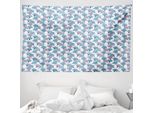 Abakuhaus Arazzo Floreale, Bindweeds In Primavera In Morbido Tessuto Microfibra Lavabile Senza Scolorimento Stampa Digitale, 230 X 140 Cm, Blu Grigio Viola