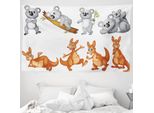 Abakuhaus Kids Arazzo, Canguri E Koala In Morbido Tessuto Microfibra Lavabile Senza Scolorimento Stampa Digitale, 230 X 140 Cm, Grigio Marrone
