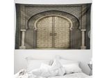 Abakuhaus Arazzo Marocchino, Geometric Invecchiato In Morbido Tessuto Microfibra Lavabile Senza Scolorimento, Stampa Digitale, 230 X 140 Cm, Nero Seppia