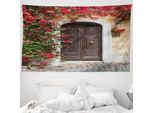 Abakuhaus Arazzo Marocchino, Porta Antica Con Fiori In Morbido Tessuto Microfibra Lavabile Senza Scolorimento Stampa Digitale, 230 X 140 Cm, Multicolore