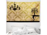 Abakuhaus Arazzo Damascato, Victorian Style Room In Morbido Tessuto Microfibra Lavabile Senza Scolorimento Stampa Digitale, 230 X 140 Cm, Giallo Nero