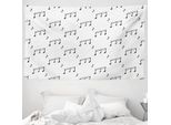 Abakuhaus Arazzo Bianco E Nero, Note Musicali In Morbido Tessuto Microfibra Lavabile Senza Scolorimento Stampa Digitale, 230 X 140 Cm, Grigio Antracite