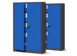 2X Armadio Per Ufficio C001II Armadio Per Archiviazione Armadio Multiuso Armadio In Metallo 4 Ripiani Verniciatura A Polvere 185 X 115 X 40 Cm Blu Antracite