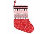 Abakuhaus Natale Stivali Di Babbo Natale Da Appendere Calze Natalizie, Fiocchi Di Neve Geometrici, Calza Natalizia Da Appendere, 25X35 Cm, Rosso-Bianco