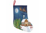 Abakuhaus Natale Stivali Di Babbo Natale Da Appendere Calze Di Natale, Babbo Natale Con Rudolf, Calza Di Natale Da Appendere, 25X35 Cm, Multicolore