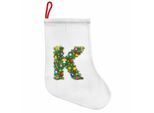 Abakuhaus Lettera K Stivali Di Babbo Natale Da Appendere Calze Natalizie, Font Natalizio, Calza Natalizia Da Appendere, 35X50 Cm, Multicolore