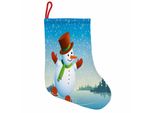 Abakuhaus Pupazzo Di Neve Stivali Di Babbo Natale Da Appendere Calzini Natalizi, Pattinaggio Felice Cartoon, Calza Natalizia Da Appendere, 25X35 Cm, Blu Arancione Verde