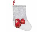 Abakuhaus Natale Stivali Di Babbo Natale Da Appendere Calze Natalizie, Palline Su Fiocchi Di Neve, Calza Natalizia Da Appendere, 25X35 Cm, Rosso-Bianco