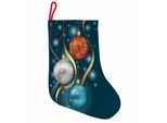 Abakuhaus Natale Stivali Di Babbo Natale Da Appendere Calze Di Natale, Vivid Balls Ribbons, Calza Di Natale Da Appendere, 25X35 Cm, Blu Petrolio, Grigio, Rosso