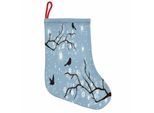 Abakuhaus Alberi Innevati Stivali Di Babbo Natale Da Appendere Calze Natalizie, Uccellini Fiocchi Di Neve, Calza Natalizia Da Appendere, 35X50 Cm, Blu, Grigio, Grigio Scuro