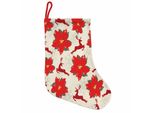 Abakuhaus Natale Stivali Di Babbo Natale Da Appendere Calze Di Natale, Poinsettia-Ren, Calza Di Natale Da Appendere, 25X35 Cm, Rubino Scarlatto Beige