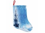 Abakuhaus Calze Natalizie Invernali Da Appendere, Calze Di Babbo Natale, Pini Ghiacciati E Fiocchi Di Neve, Calze Natalizie Da Appendere, 35X50 Cm, Blu E Bianco