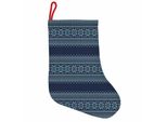 Abakuhaus Calze Natalizie Nordiche Da Appendere, Herringbone Snowflake, Calze Natalizie Da Appendere, 25X35 Cm, Turchese Blu Scuro