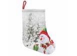Abakuhaus Natale Stivali Di Babbo Natale Da Appendere Calze Natalizie, Snowy Woodland Vacanze, Calza Natalizia Da Appendere, 35X50 Cm, Bianco E Rosso