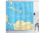 Abakuhaus Tenda Da Doccia Fernweh, Mappa Delle Capitali Dei Caraibi, Tessuto Facile Da Pulire Con 12 Ganci, Impermeabile, Resistente Allo Scolorimento E Ai Batteri, 175 X 180 Cm, Blu Avorio
