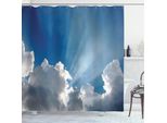 Abakuhaus Tenda Da Doccia Paesaggio, Cielo, Nuvole E Raggi Di Sole, Stampa Digitale Su Tessuto, Incl. 12 Ganci, Resistente Allo Scolorimento, All'acqua E Ai Batteri, 175 X 180 Cm, Blu E Bianco