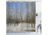 Abakuhaus Tenda Da Doccia Land, Panorama Urbano Di Snowy Paris, In Tessuto, Incl. 12 Ganci, Stampa Digitale, Colori Resistenti, Lunga Durata, Resistente Ai Batteri, 175 X 180 Cm, Bianco-Blu-Grigio