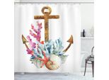 Abakuhaus Tenda Da Doccia Anchor, Anchor Coralli Alghe, In Tessuto, Incl. 12 Ganci, Stampa Digitale, Colori Resistenti, Durevole, Resistente Ai Batteri, 175 X 180 Cm, Caramello Multicolore