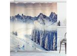 Abakuhaus Tenda Da Doccia Naturale, Vista Invernale Innevata, Opaca, Incl. 12 Anelli, Resistente A Batteri E Muffe, 175 X 180 Cm, Blu-Grigio-Bianco