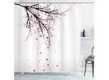 Abakuhaus Tenda Da Doccia Naturale, Fiori Di Ciliegio, Stampa Personalizzata, 12 Ganci Inclusi, Colori Resistenti, Decorativa Con Colori Chiari, 175 X 180 Cm, Rosa E Nero