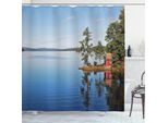 Abakuhaus Tenda Da Doccia Paesaggistica, Land Lake House, Stampa Personalizzata, 12 Ganci Inclusi, Colori Resistenti, Decorativa Con Colori Chiari, 175 X 180 Cm, Multicolore