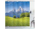 Abakuhaus Tenda Da Doccia Berg, Alpi Con Prato Flora, Acqua Opaca Incl. 12 Anelli Lunga Durata Resistente A Batteri E Muffe, 175 X 180 Cm, Blu Verde